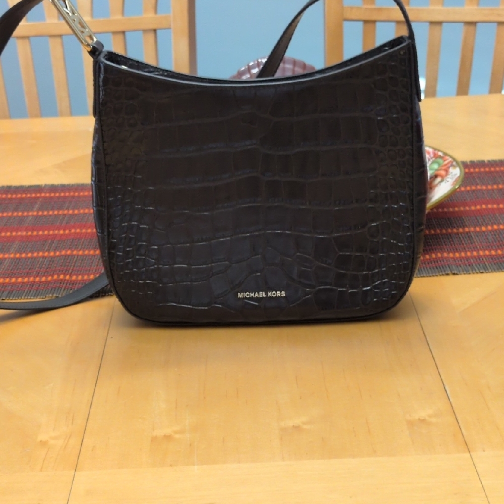 Michael Kors Brown Kensington Large Croc-Embossed Crossbody Bag NWOT